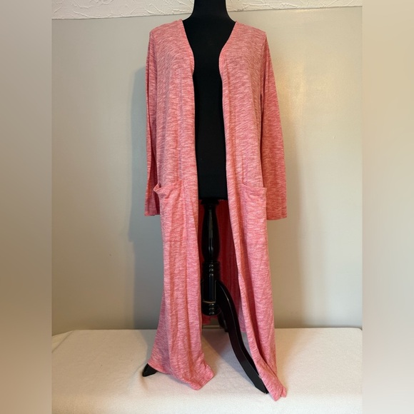 LuLaRoe Red heathered Knit Long Cardigan lightweight size large B27 - Picture 8 of 8